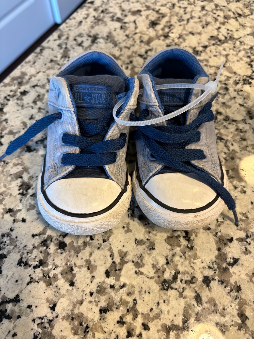 Converse Kids Light Blue and Navy Low Top Sneakers